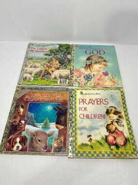 Lot 4 Vintage Little Golden Books Religious Christian Jesus Bible Stories (READ)